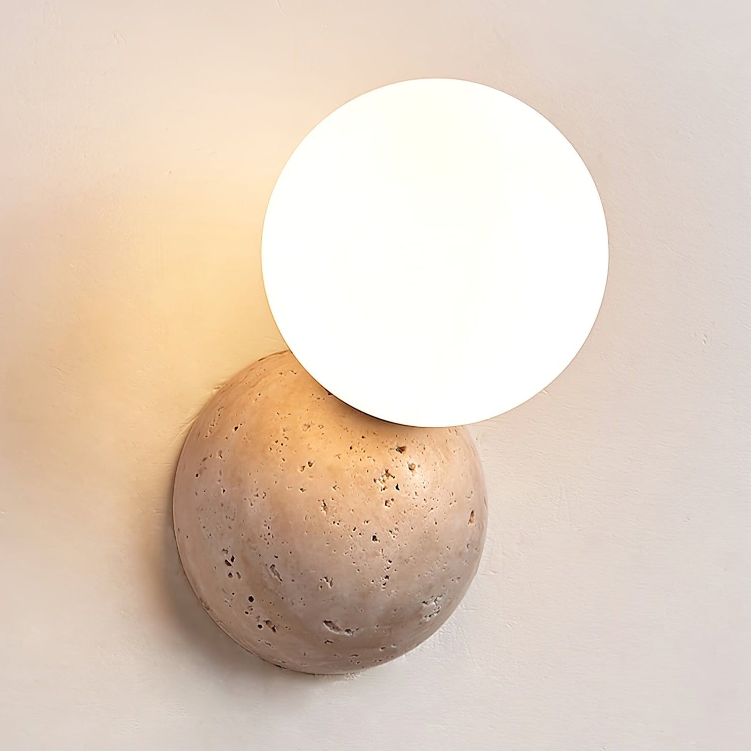 Celestial Travertine Wall Light, Hardwired Wall Sconce, detail 13