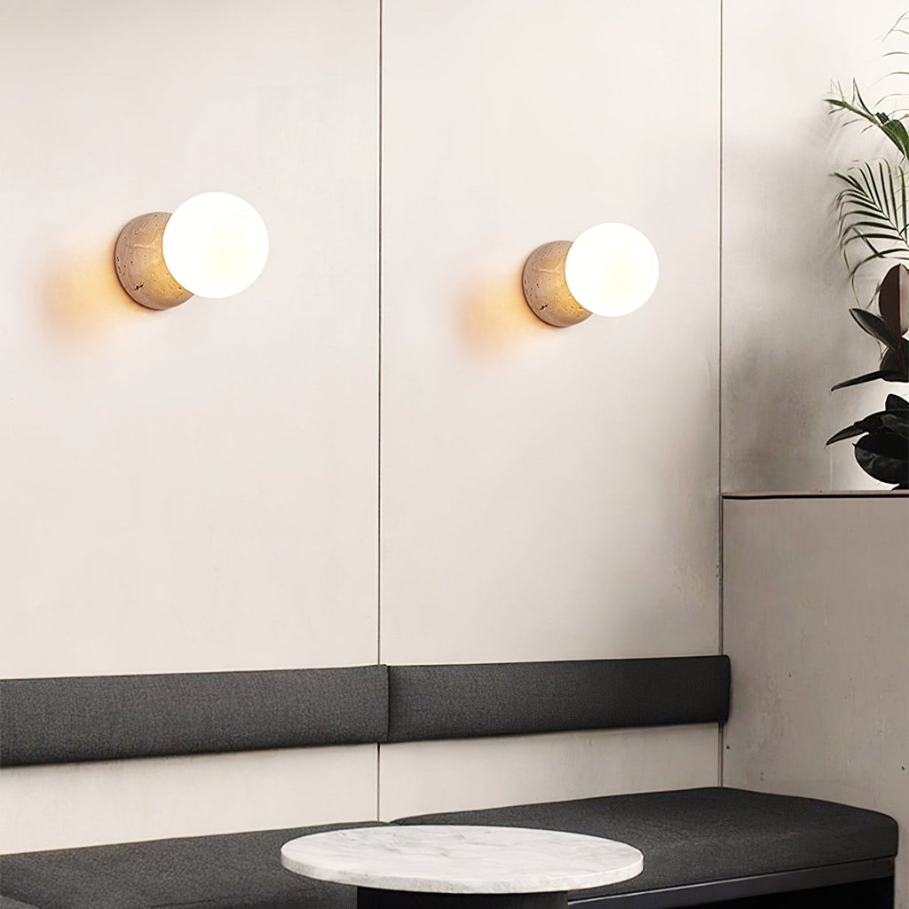 Celestial Travertine Wall Light, Hardwired Wall Sconce, detail 15