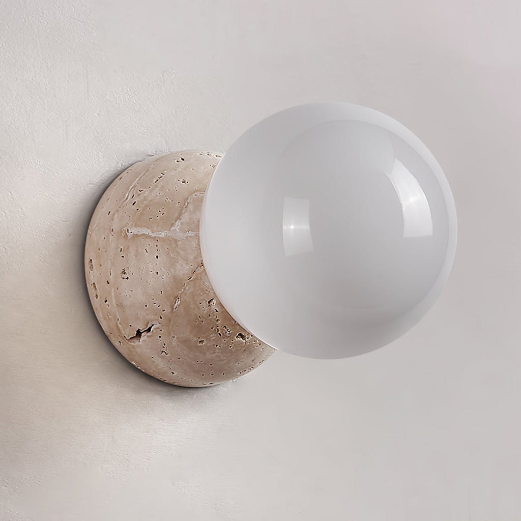 Celestial Travertine Wall Light, Hardwired Wall Sconce, detail 4