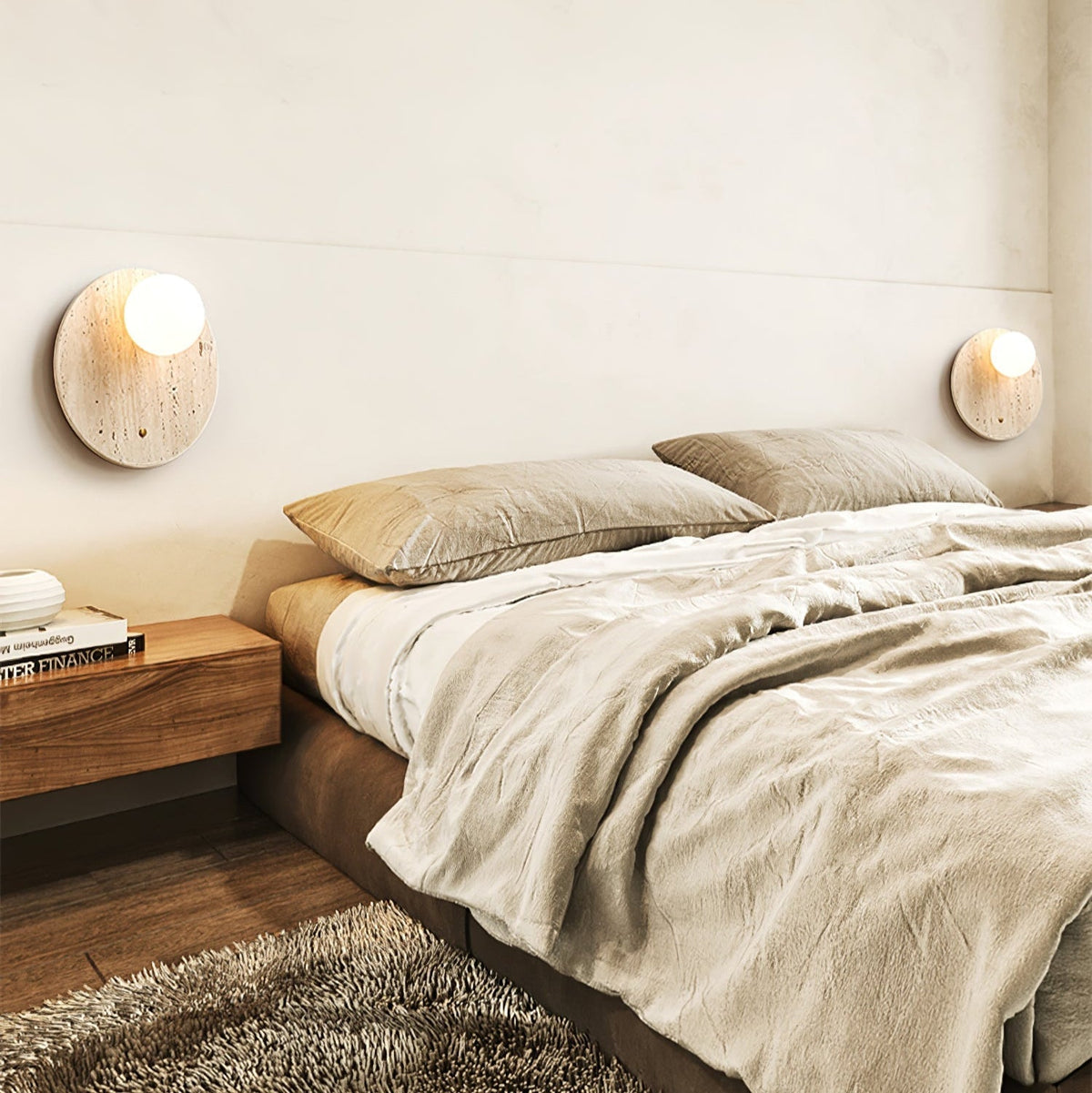 Luna Travertine Wall Light - Dia 14cm x H 38cm Yellow Travertine, Hardwired Wall Sconce, detail 15