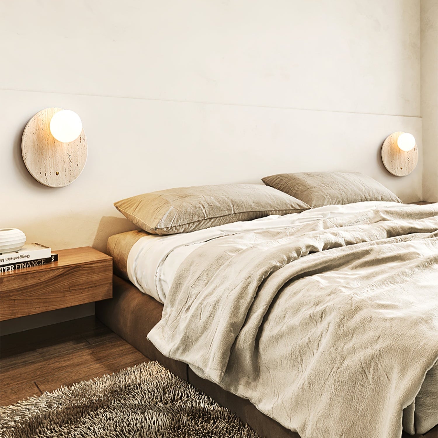 Luna Travertine Wall Light - Dia 14cm x H 38cm Yellow Travertine, Hardwired Wall Sconce, detail 15