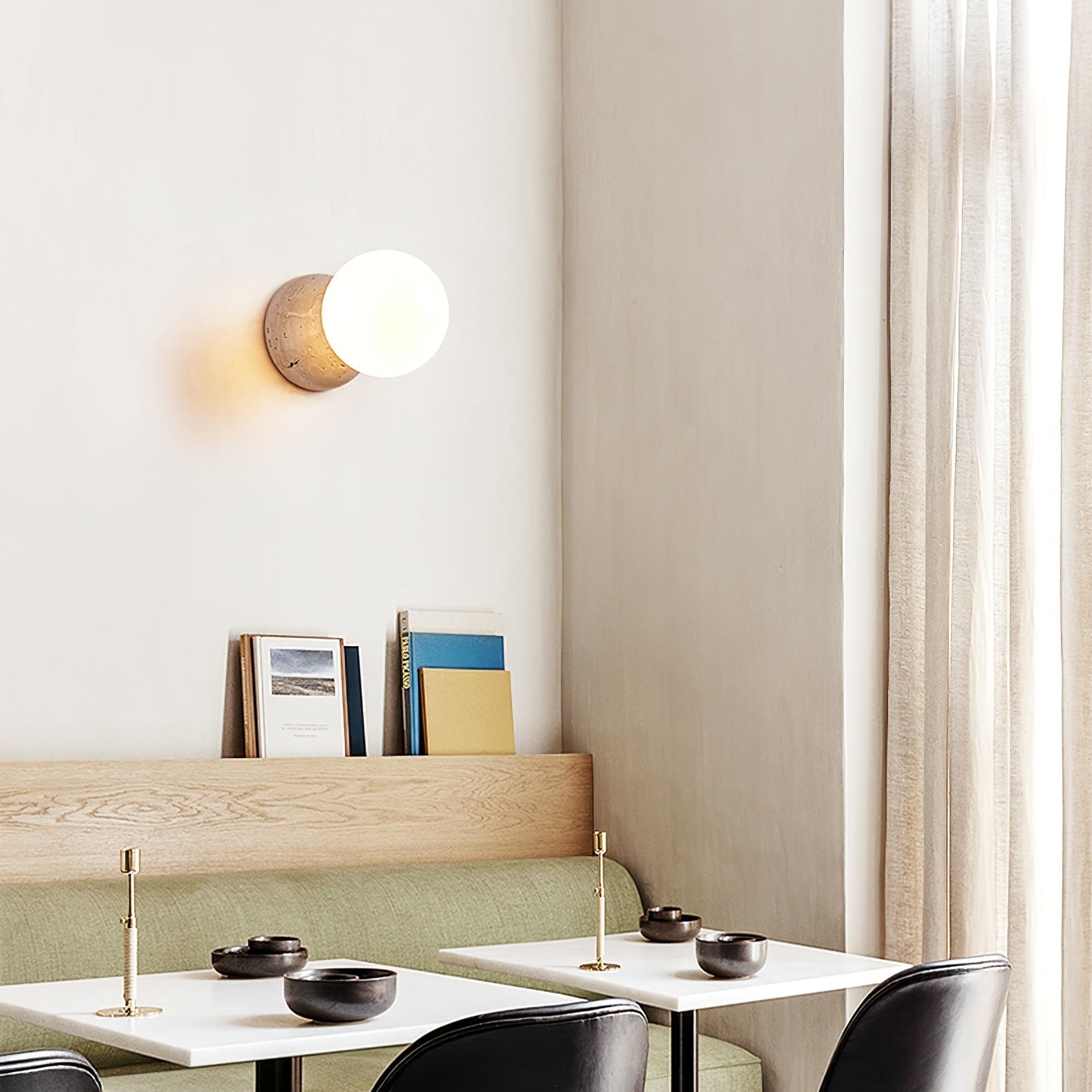 Celestial Travertine Wall Light, Hardwired Wall Sconce, detail 5