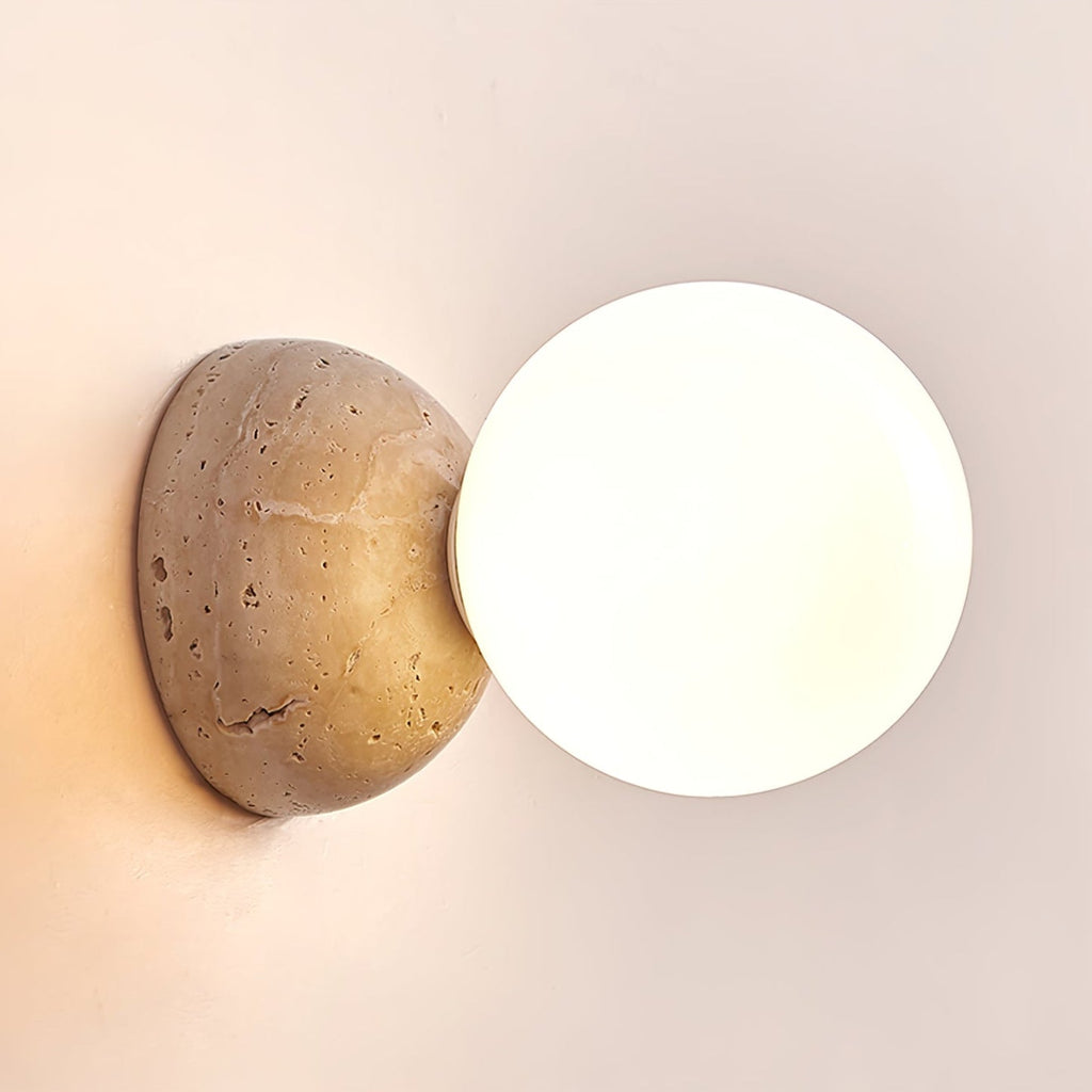 Celestial Travertine Wall Light, Hardwired Wall Sconce, detail 6