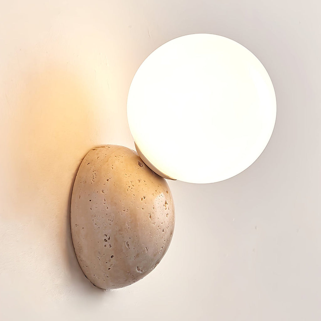 Celestial Travertine Wall Light, Hardwired Wall Sconce, detail 8