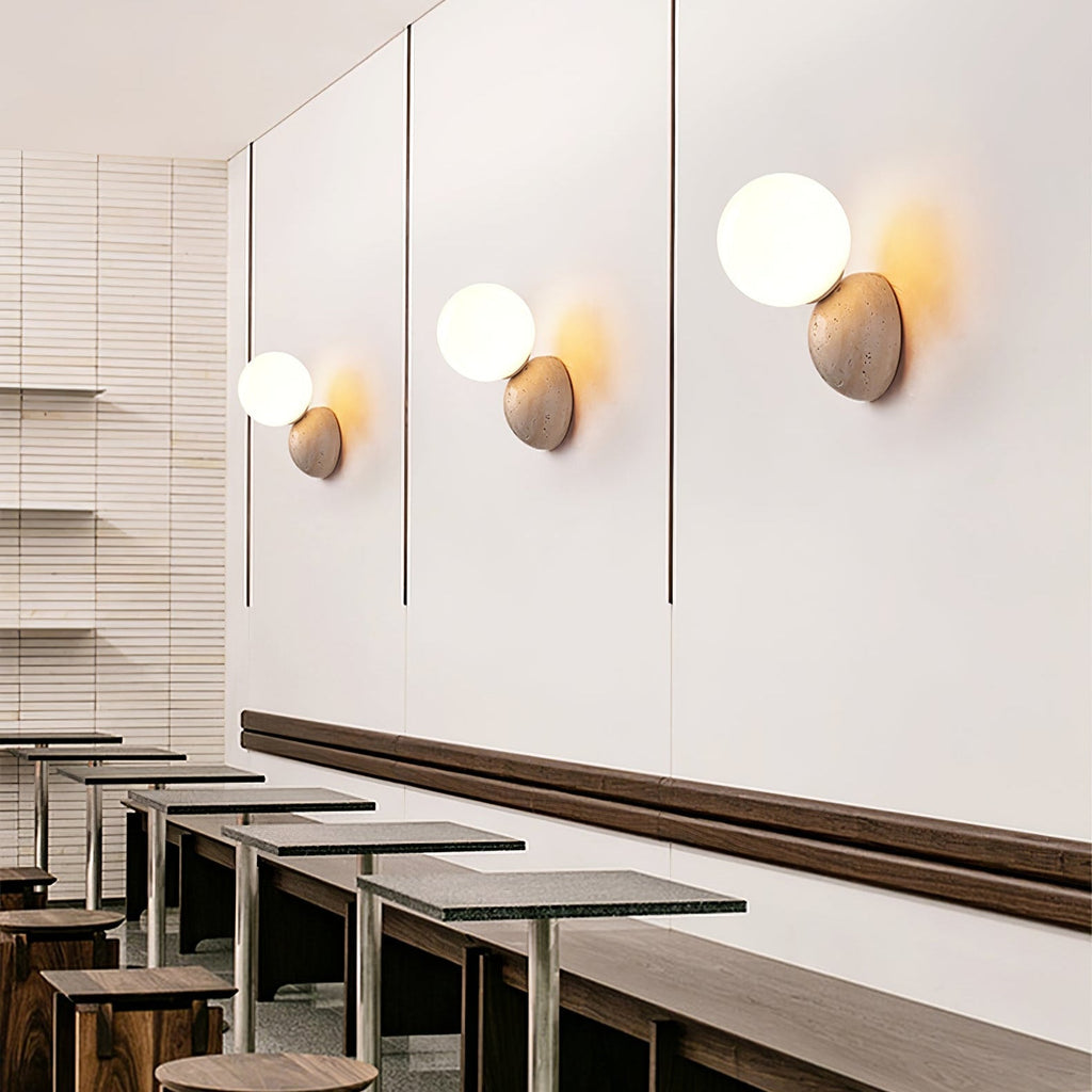 Celestial Travertine Wall Light, Hardwired Wall Sconce, detail 10