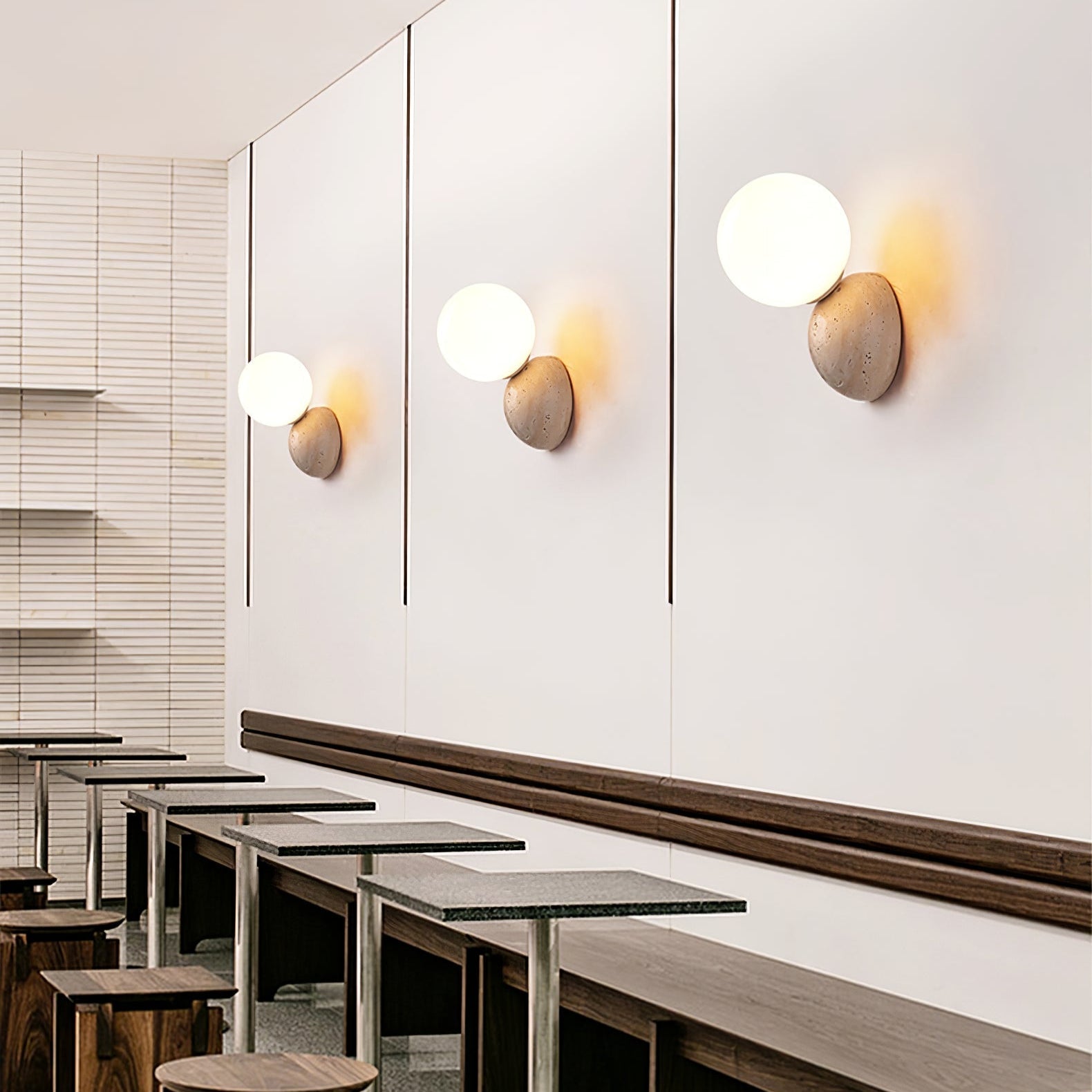 Celestial Travertine Wall Light, Hardwired Wall Sconce, detail 10