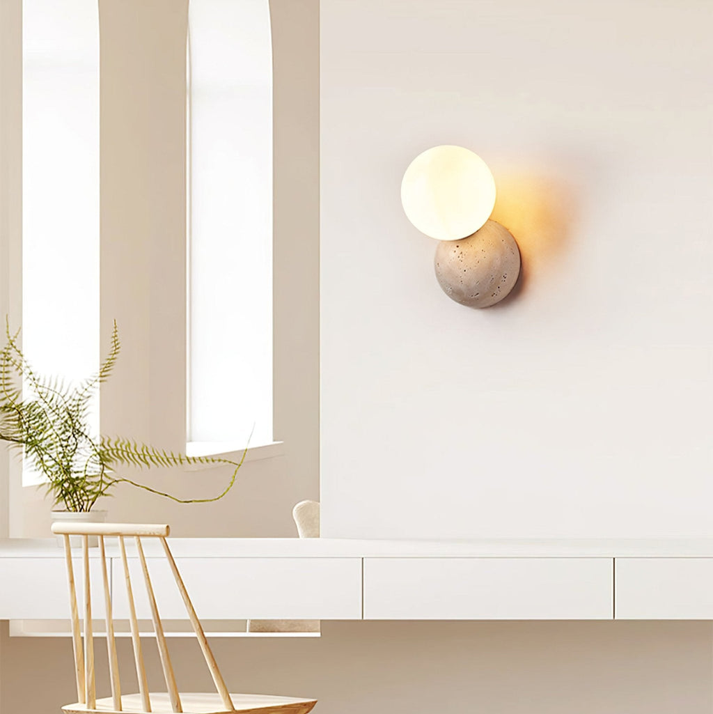 Celestial Travertine Wall Light, Hardwired Wall Sconce, detail 11