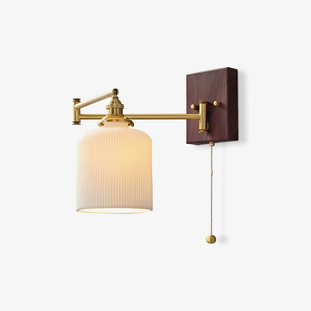 Ceramic Geometry Wall Light, Hardwired Wall Sconce, Wood, Model D ∅ 5.9″ x H 7.1″