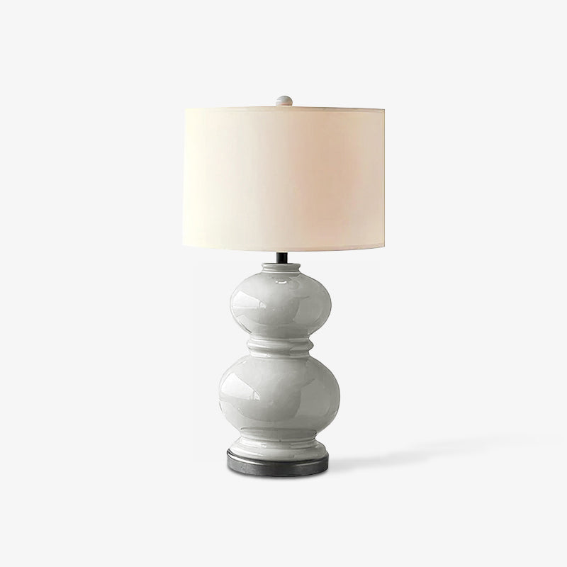 Ceramic Gourd Table Light, Bedside Table Lamp, Metal, ∅ 14.9″ x H 26.7″