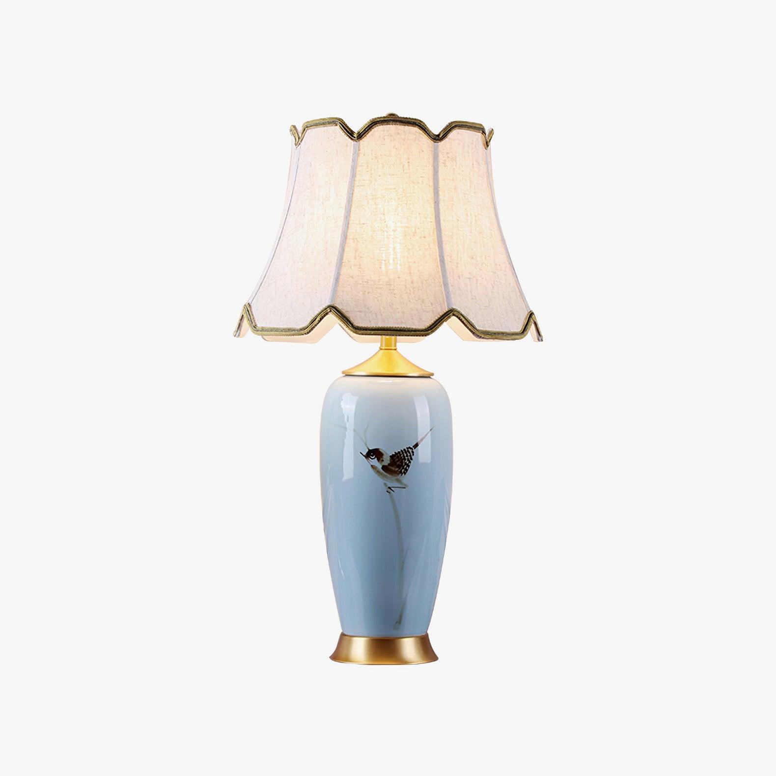 Ceramic Oval Desk Light, Bedside Table Lamp, ∅ 13.8″ x H 25.6″