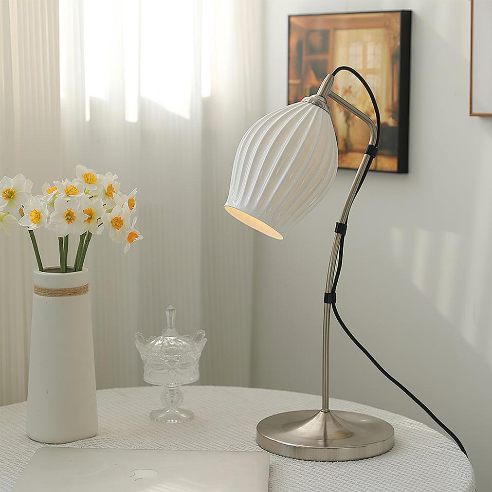 Ceramic Ribbed Table Light, Bedside Table Lamp, detail 3