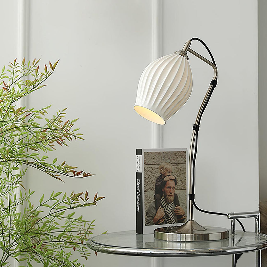 Ceramic Ribbed Table Light, Bedside Table Lamp, detail 2