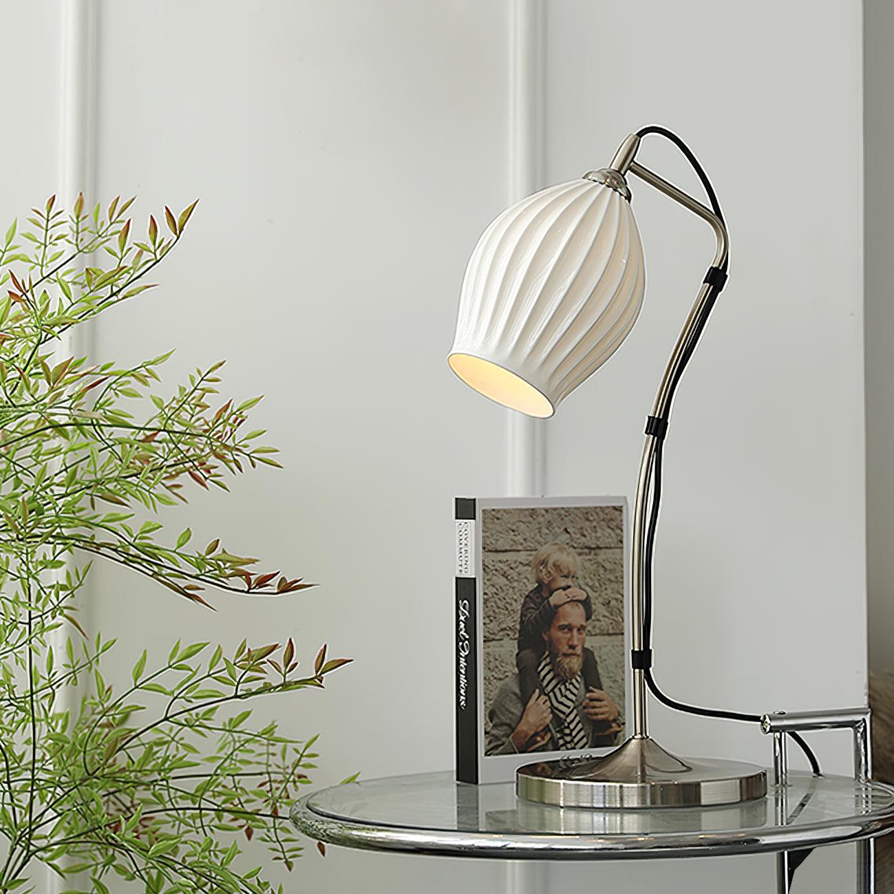Ceramic Ribbed Table Light, Bedside Table Lamp, detail 2