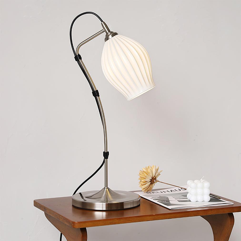 Ceramic Ribbed Table Light, Bedside Table Lamp, detail 5