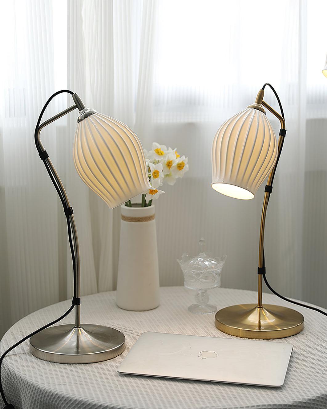 Ceramic Ribbed Table Light, Bedside Table Lamp, detail 4