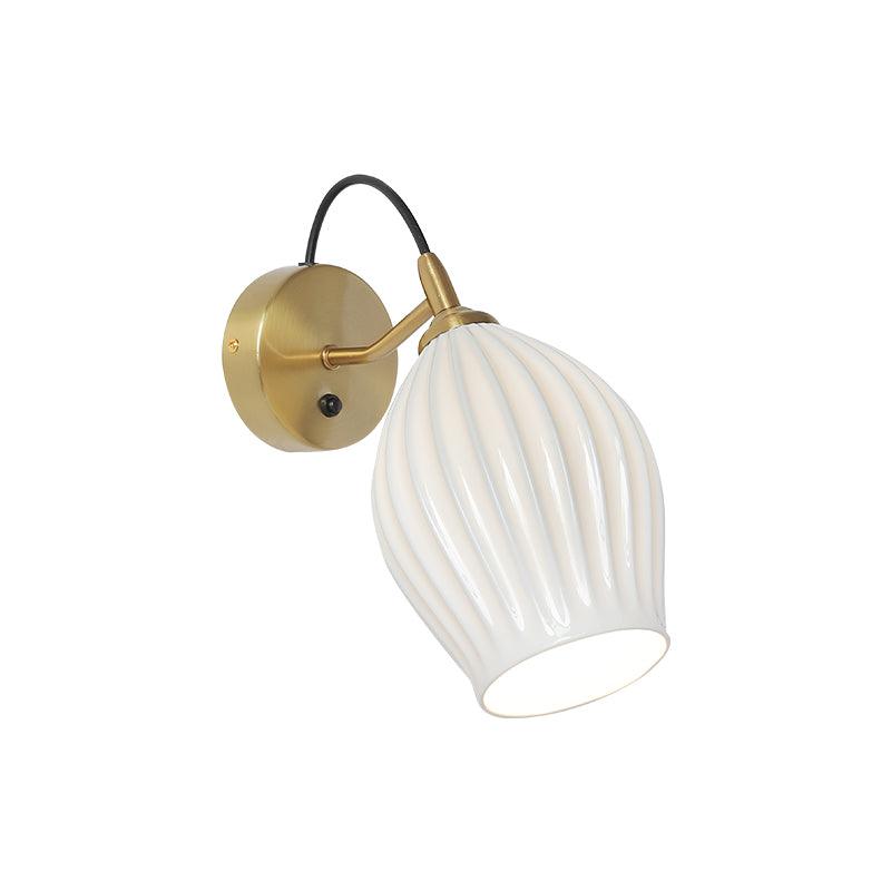 Ceramic Ribbed Wall Light, Bedroom Wall Sconce, detail 6