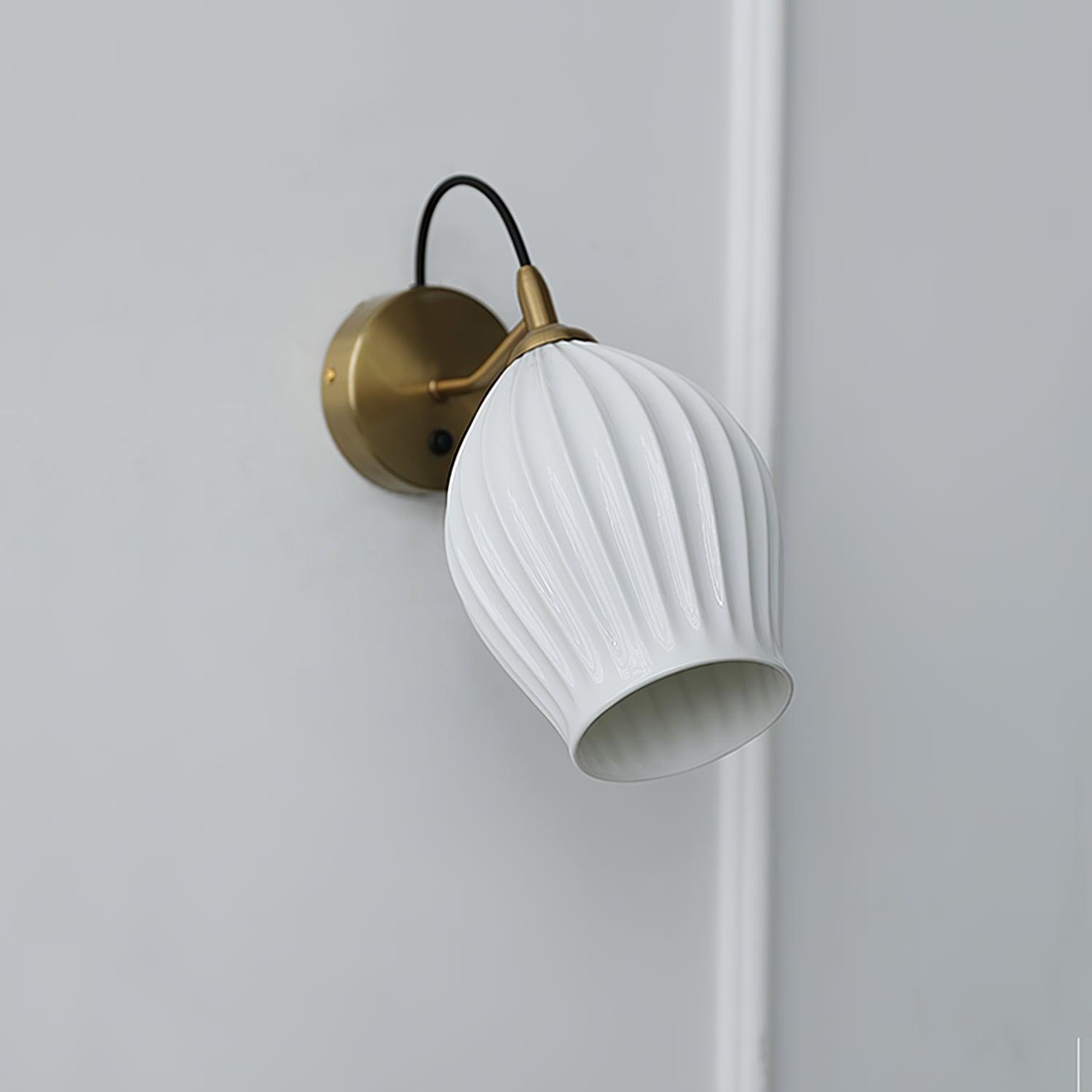 Ceramic Ribbed Wall Light, Bedroom Wall Sconce, detail 5