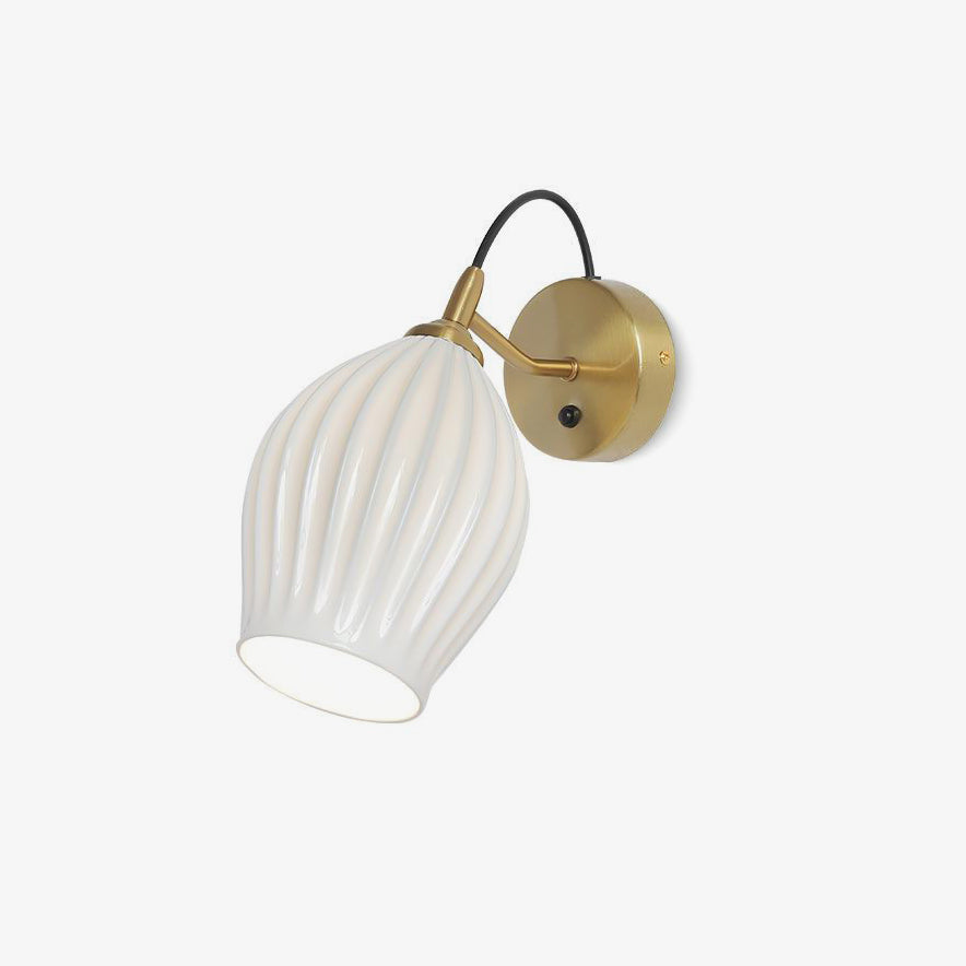 Ceramic Ribbed Wall Light, Bedroom Wall Sconce, detail 2