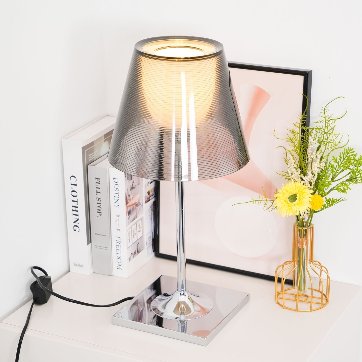 Chrome Prism Table Light, Bedside Table Lamp, detail 3