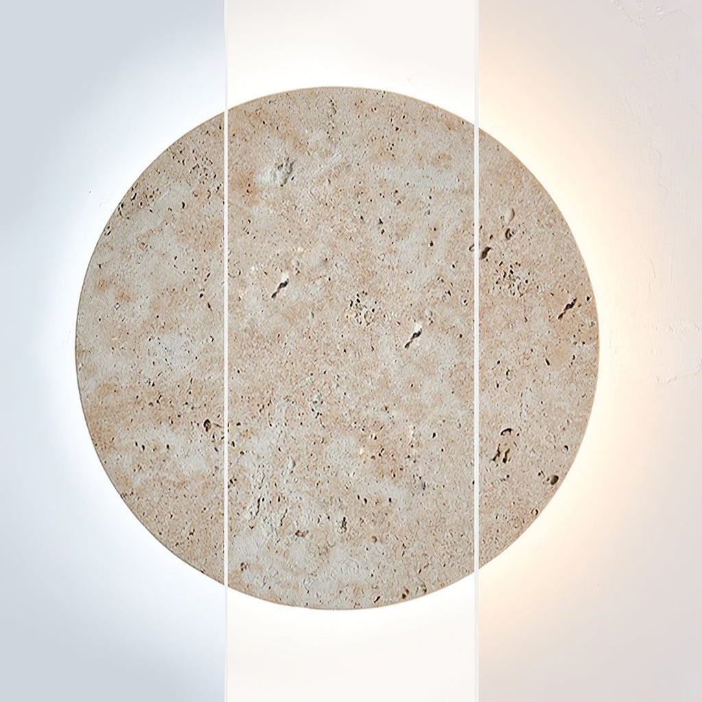 Circle Travertine Wall Light, Hardwired Wall Sconce, detail 10