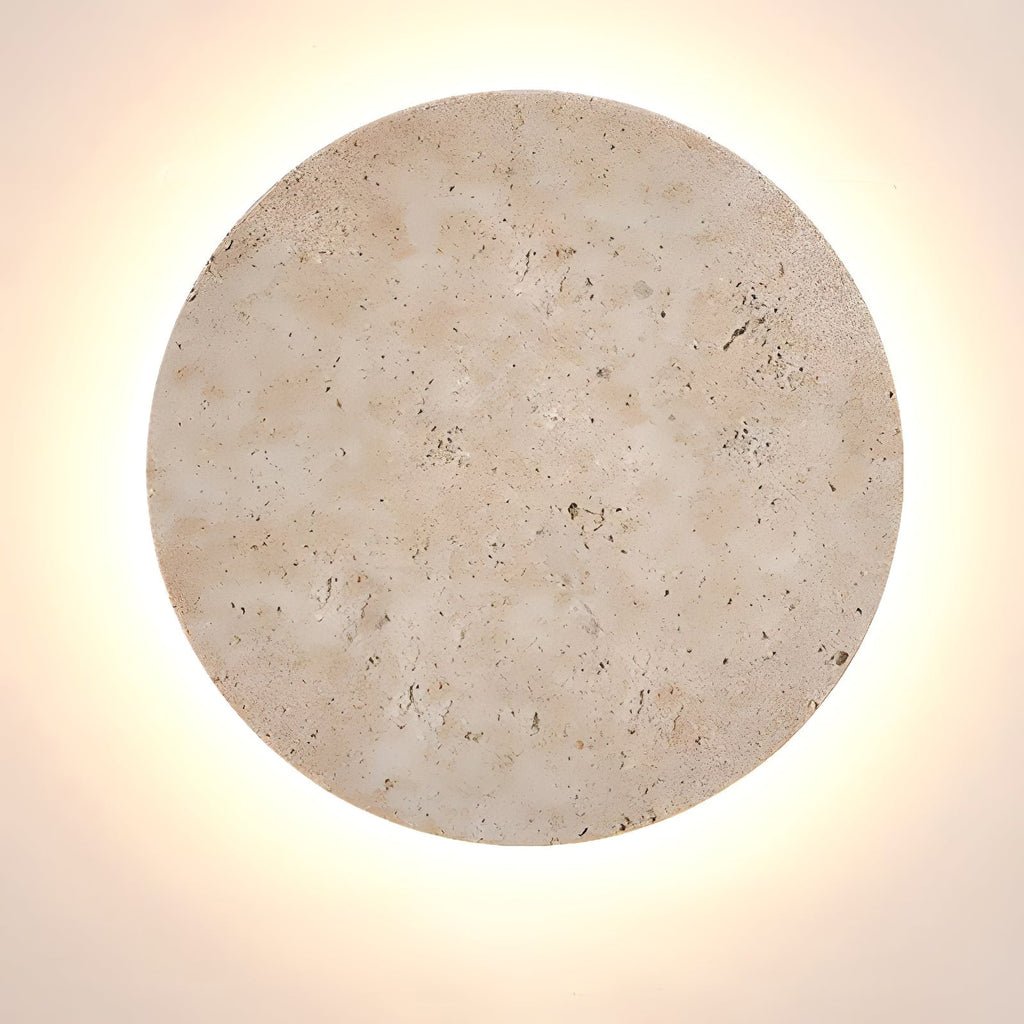 Circle Travertine Wall Light, Hardwired Wall Sconce, detail 6