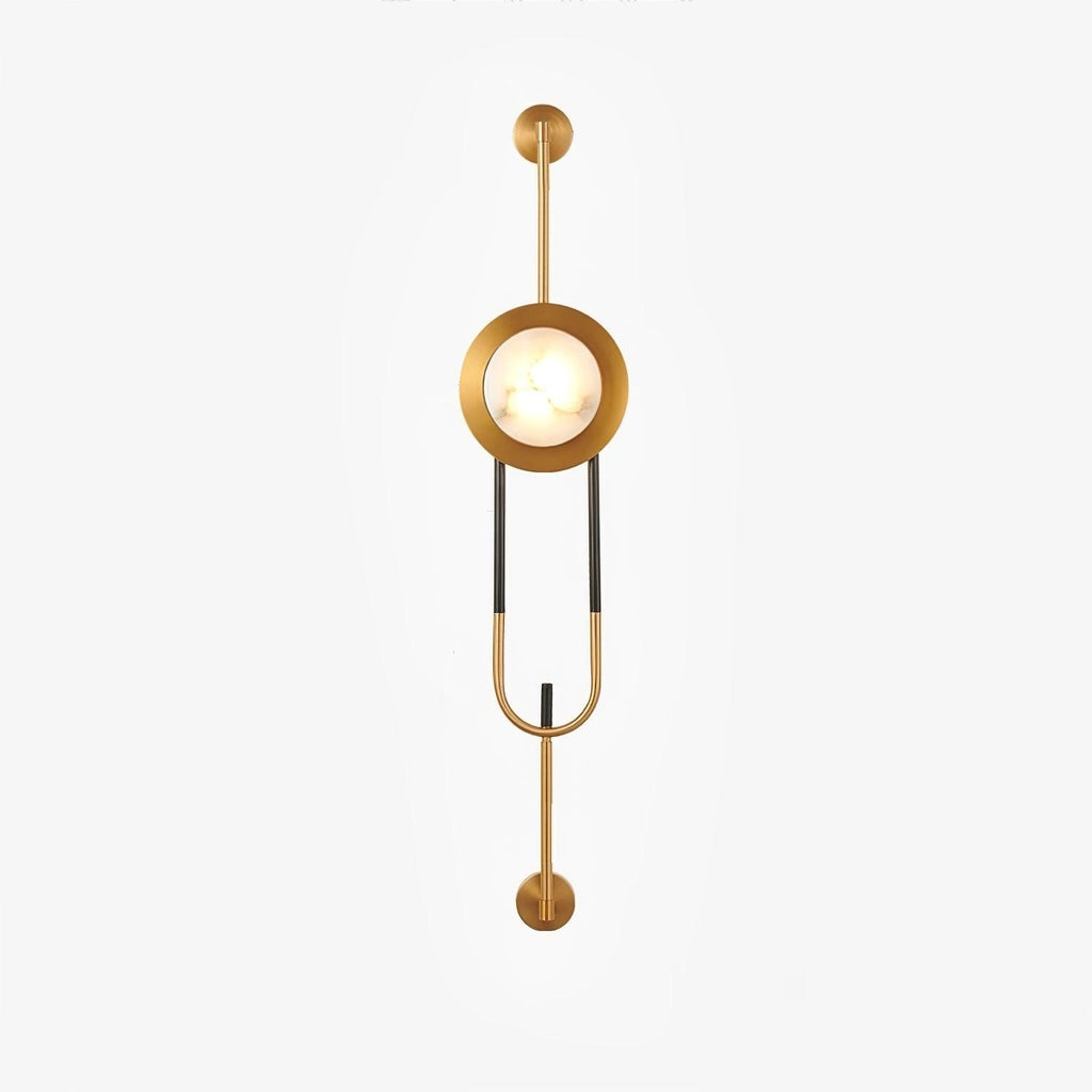 Circular Marble Wall Light - Dia 20cm x H 56cm Metal, Hardwired Wall Sconce, detail 2