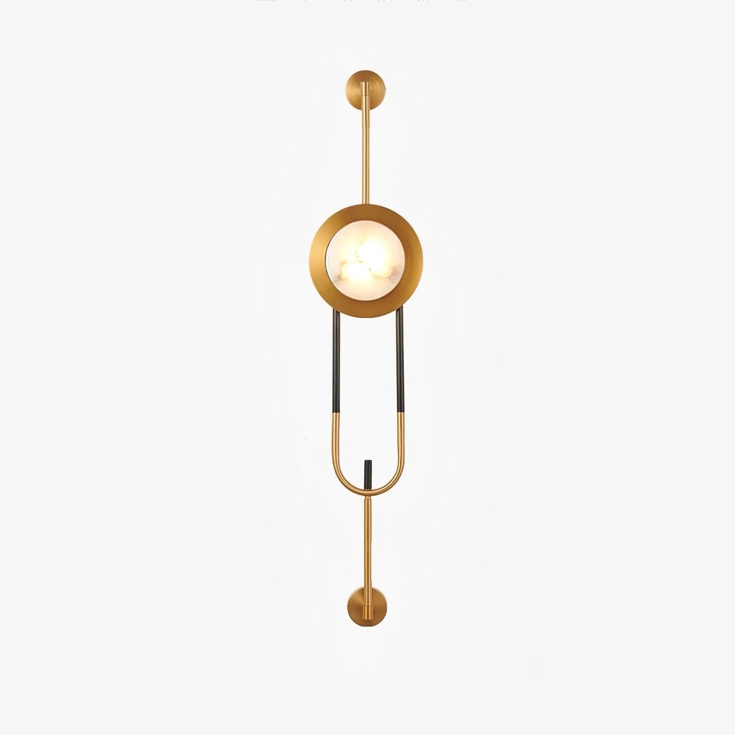 Circular Marble Wall Light - Dia 20cm x H 56cm Metal, Hardwired Wall Sconce, detail 2