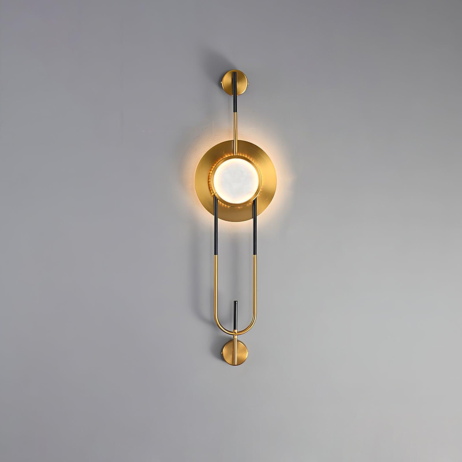 Circular Marble Wall Light - Dia 20cm x H 56cm Metal, Hardwired Wall Sconce