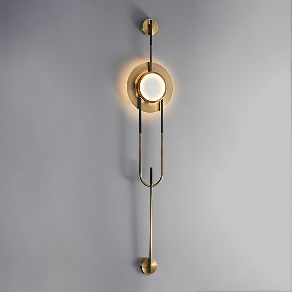 Circular Marble Wall Light - Dia 20cm x H 56cm Metal, Hardwired Wall Sconce, detail 9