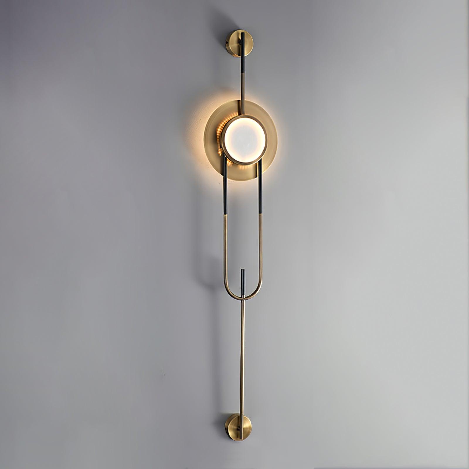 Circular Marble Wall Light - Dia 20cm x H 56cm Metal, Hardwired Wall Sconce, detail 9
