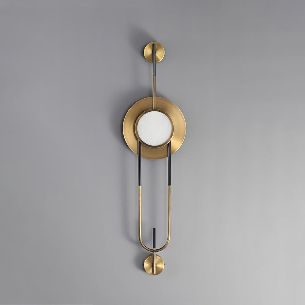 Circular Marble Wall Light - Dia 20cm x H 56cm Metal, Hardwired Wall Sconce, detail 8
