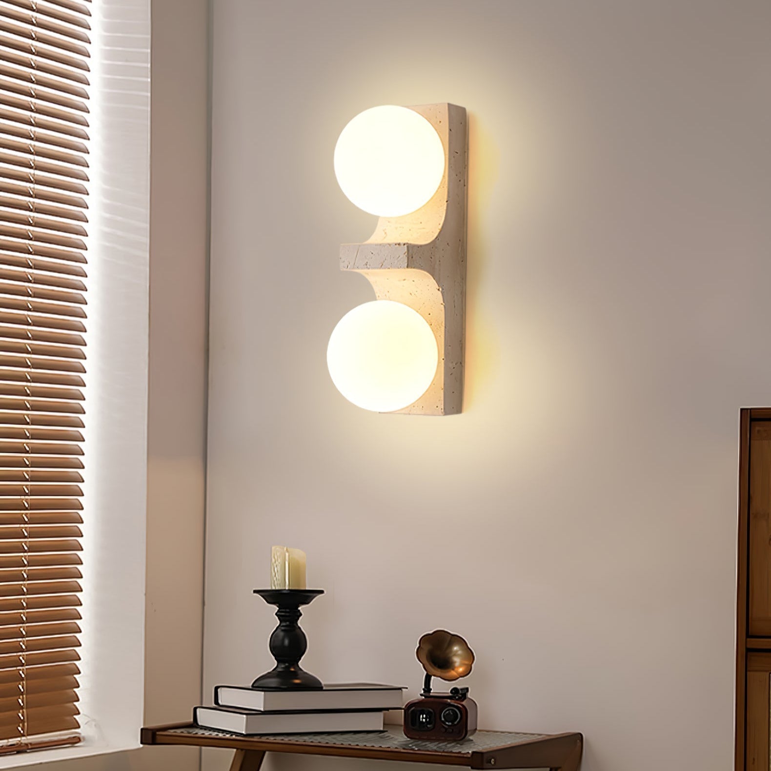 Cirra Travertine Wall Light, Hardwired Wall Sconce, detail 2