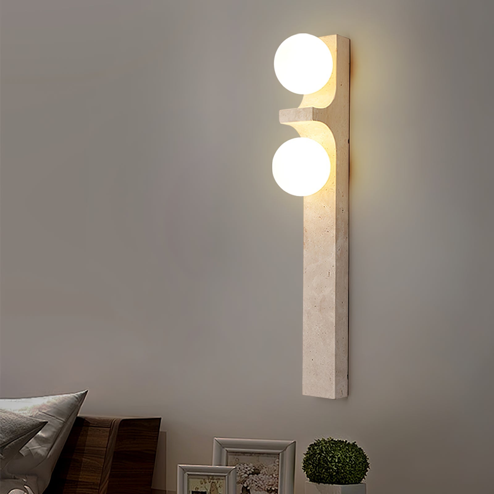 Cirra Travertine Wall Light, Hardwired Wall Sconce, detail 5