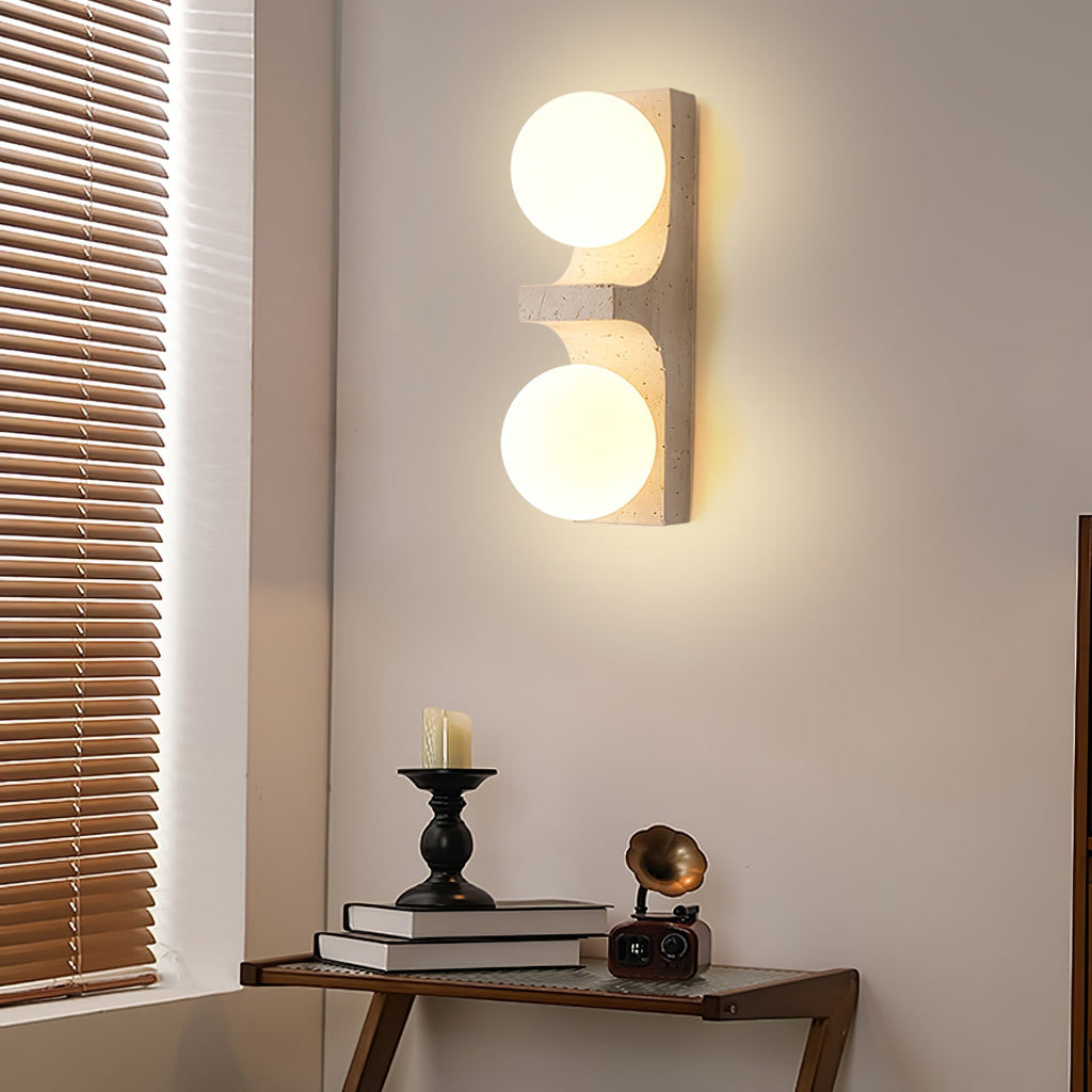 Cirra Travertine Wall Light, Hardwired Wall Sconce, detail 14