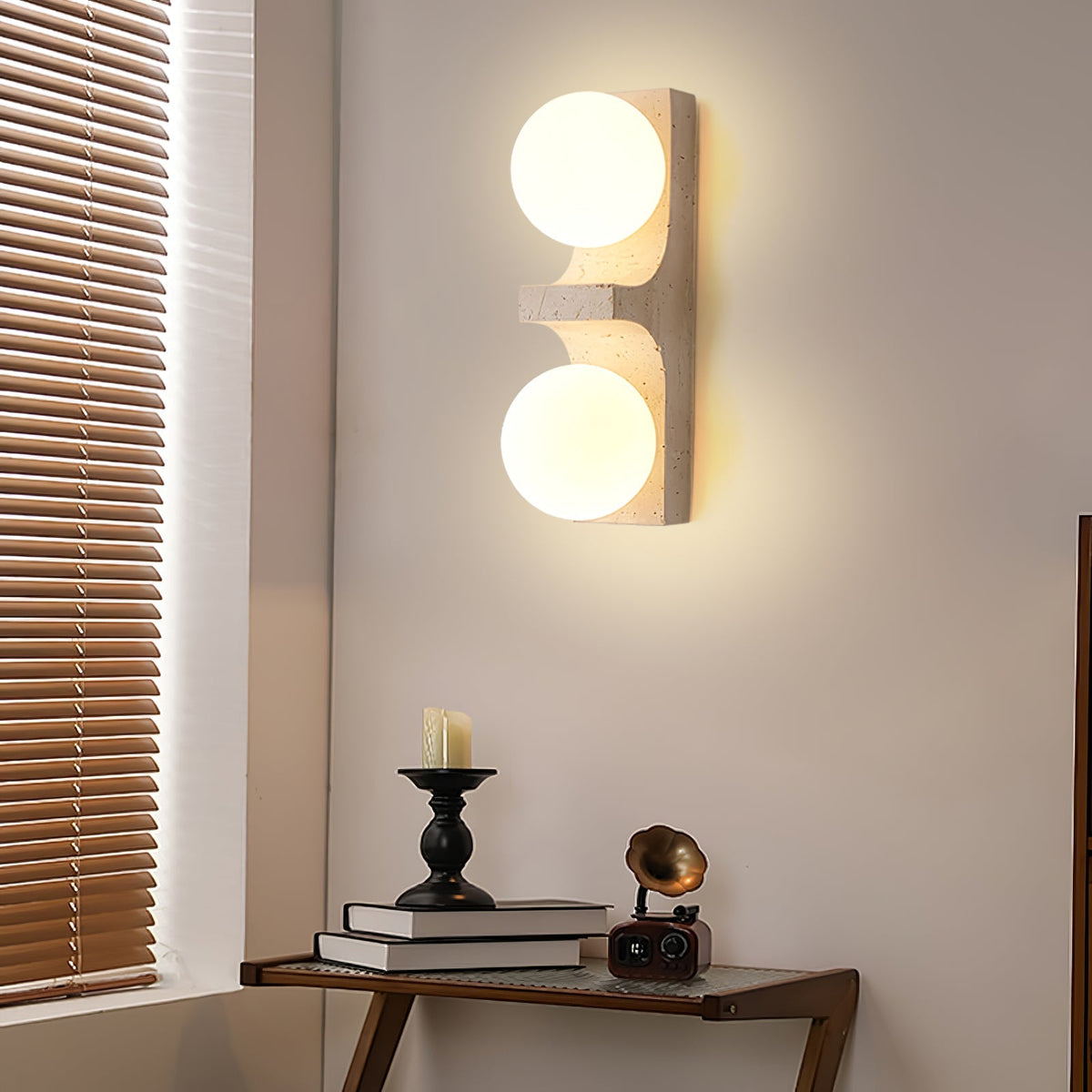 Cirra Travertine Wall Light, Hardwired Wall Sconce, detail 14