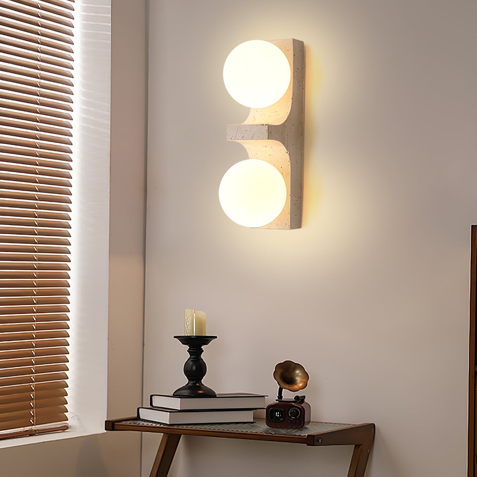 Cirra Travertine Wall Light, Hardwired Wall Sconce, detail 14