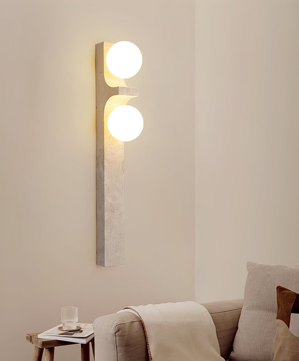 Cirra Travertine Wall Light, Hardwired Wall Sconce, detail 6