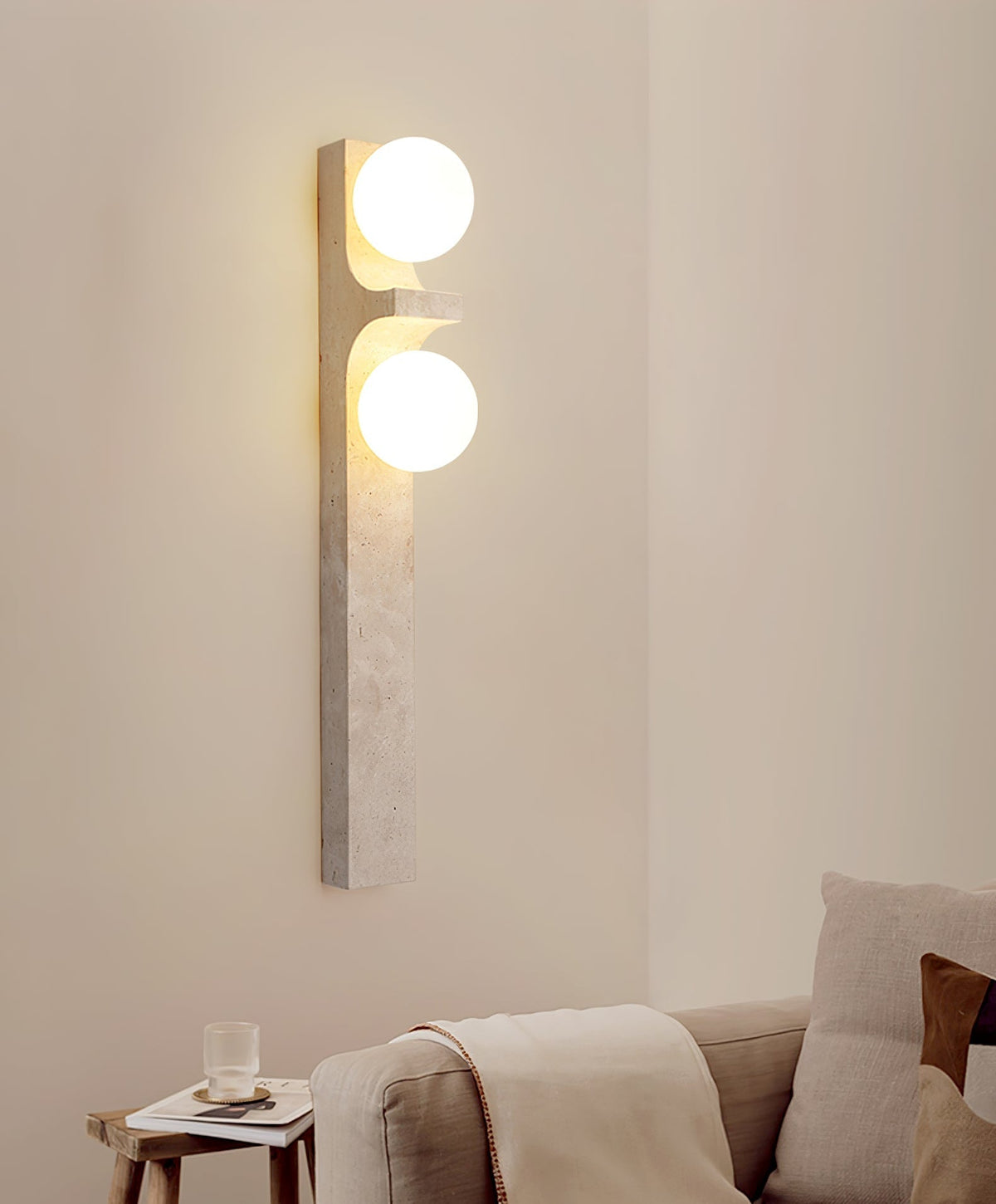 Cirra Travertine Wall Light, Hardwired Wall Sconce, detail 6