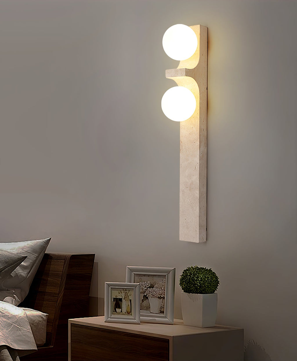 Cirra Travertine Wall Light, Hardwired Wall Sconce, detail 7