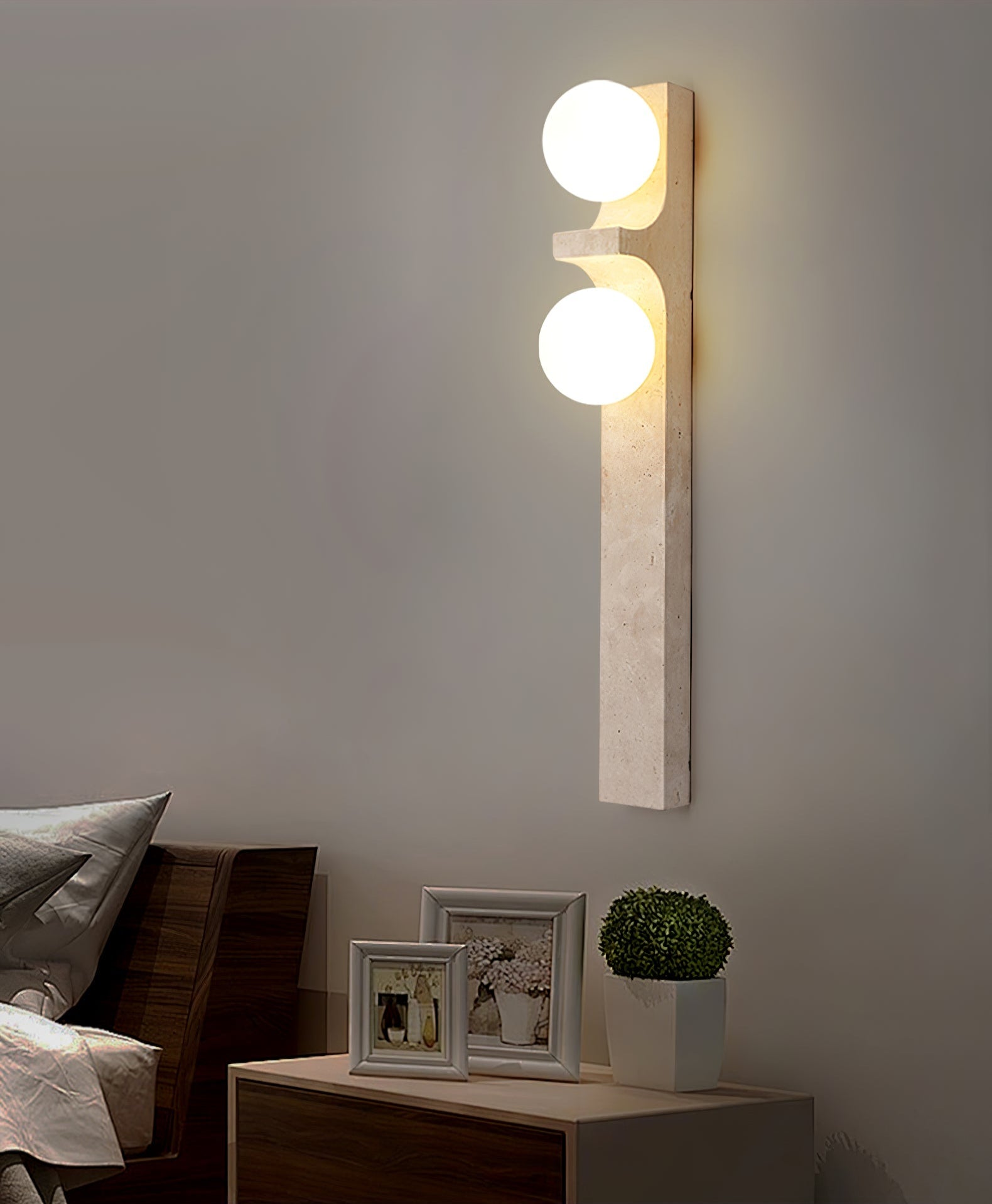 Cirra Travertine Wall Light, Hardwired Wall Sconce, detail 7