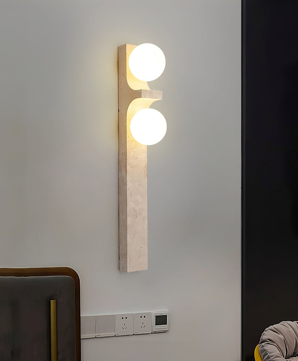 Cirra Travertine Wall Light, Hardwired Wall Sconce, detail 8