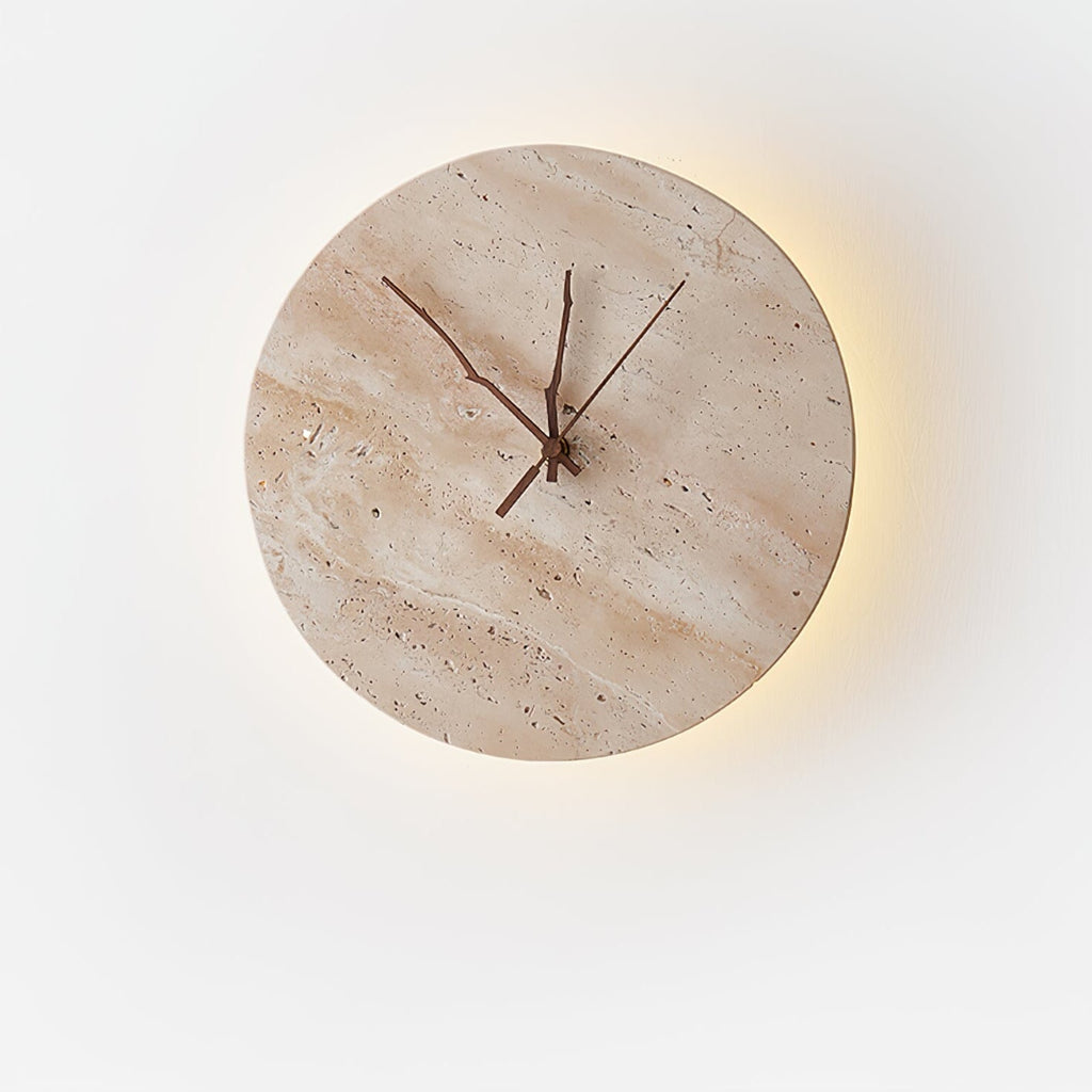 Clock Travertine Wall Light, Hardwired Wall Sconce, detail 4