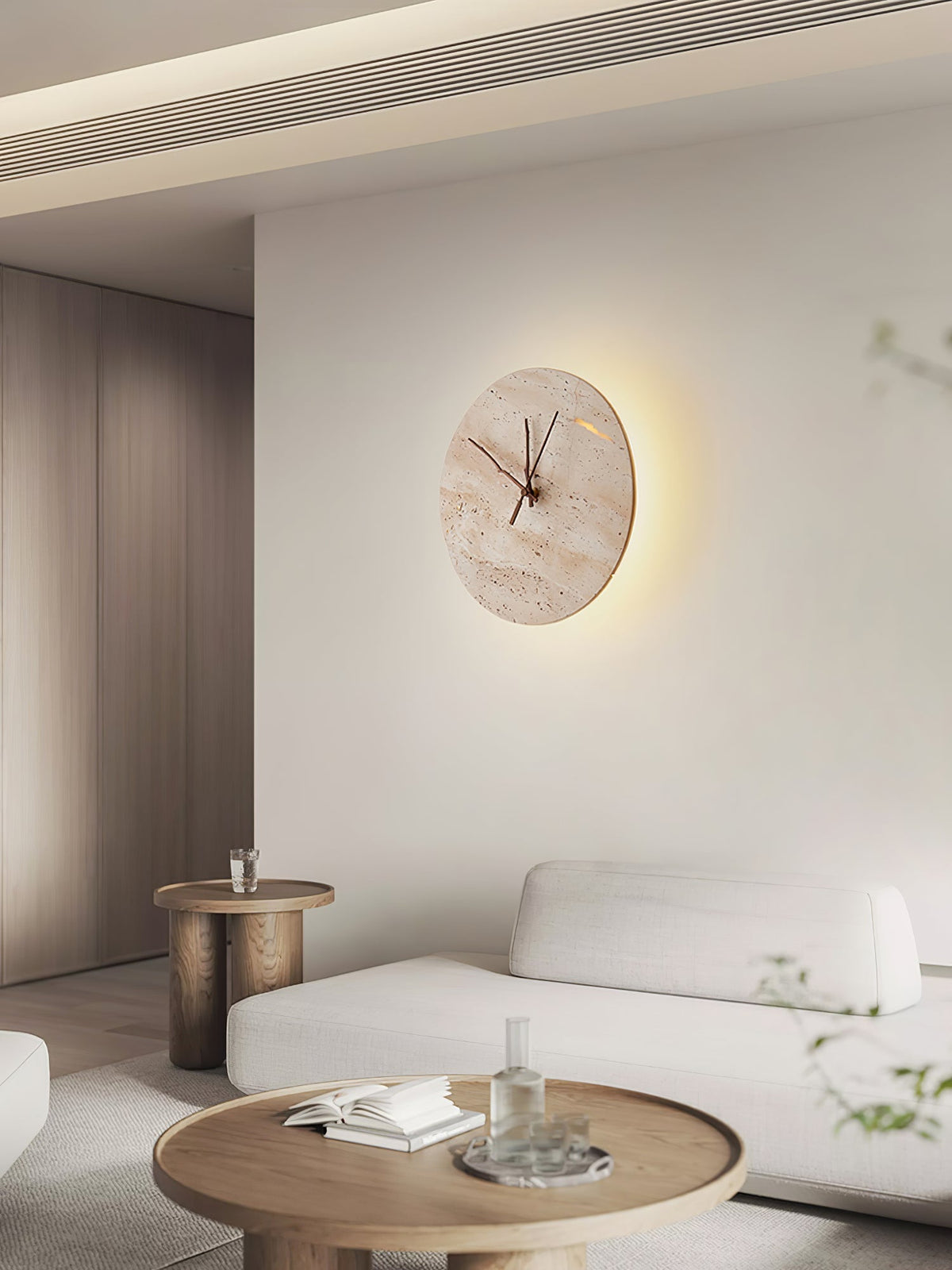 Clock Travertine Wall Light, Hardwired Wall Sconce, detail 10