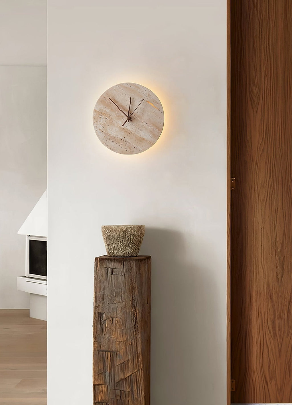 Clock Travertine Wall Light, Hardwired Wall Sconce, detail 13