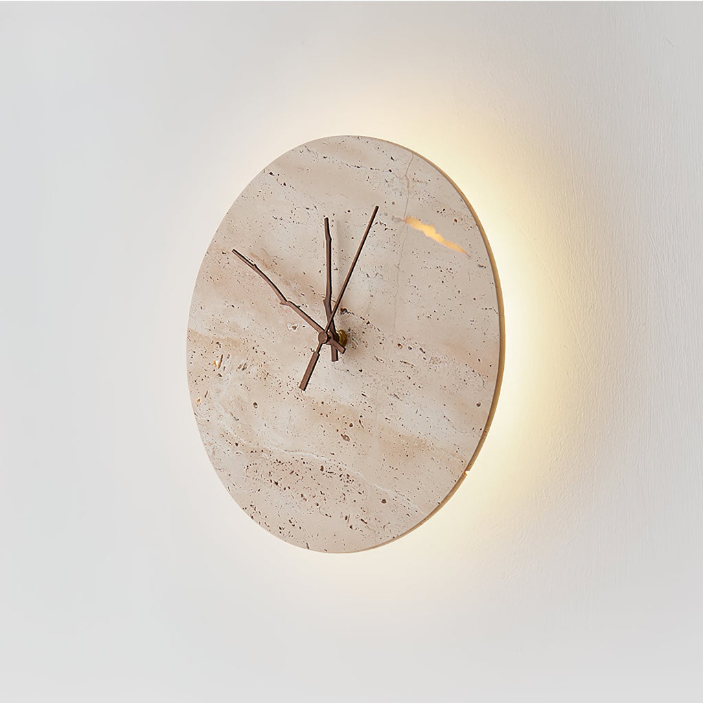 Clock Travertine Wall Light, Hardwired Wall Sconce, detail 6