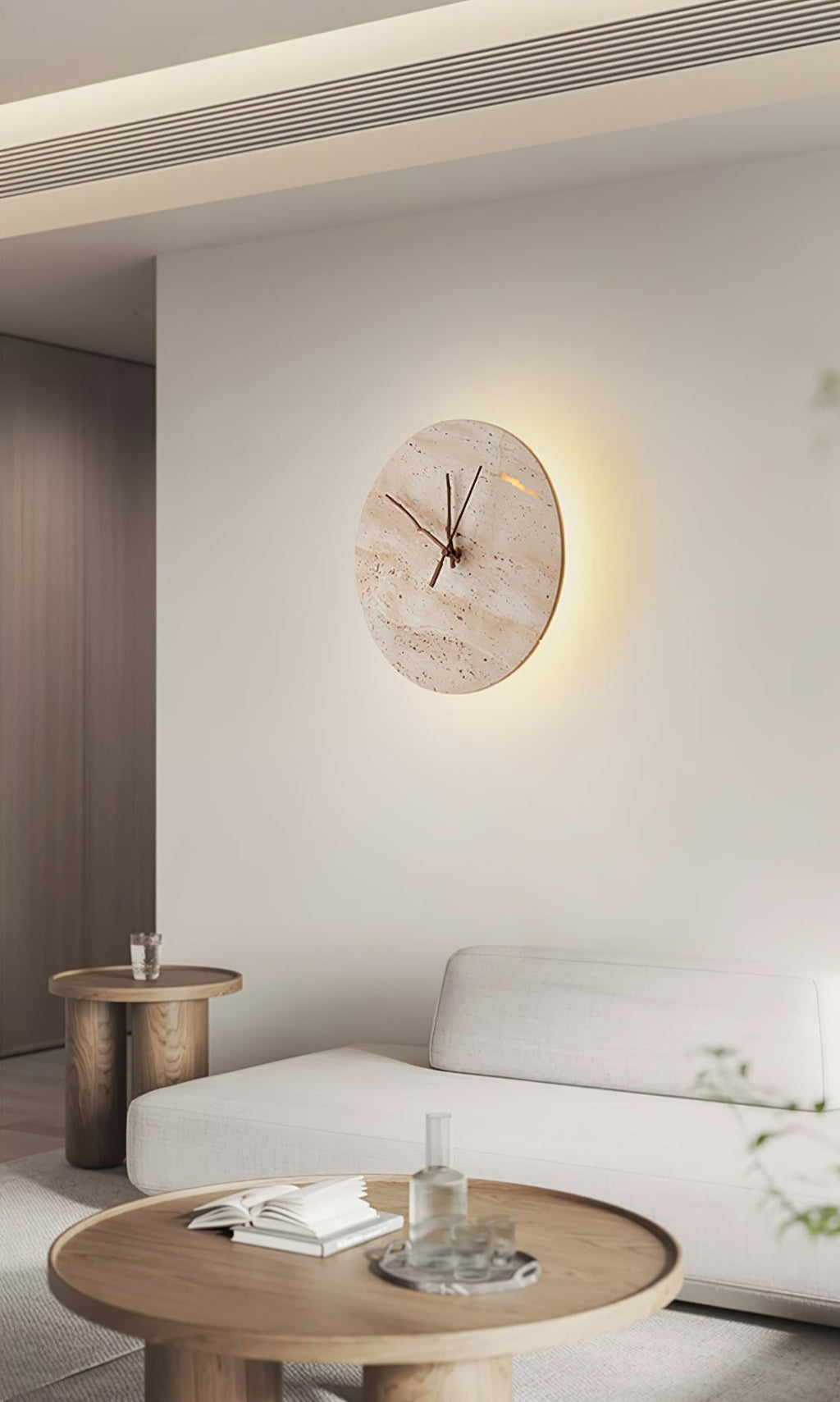Clock Travertine Wall Light, Hardwired Wall Sconce, detail 16