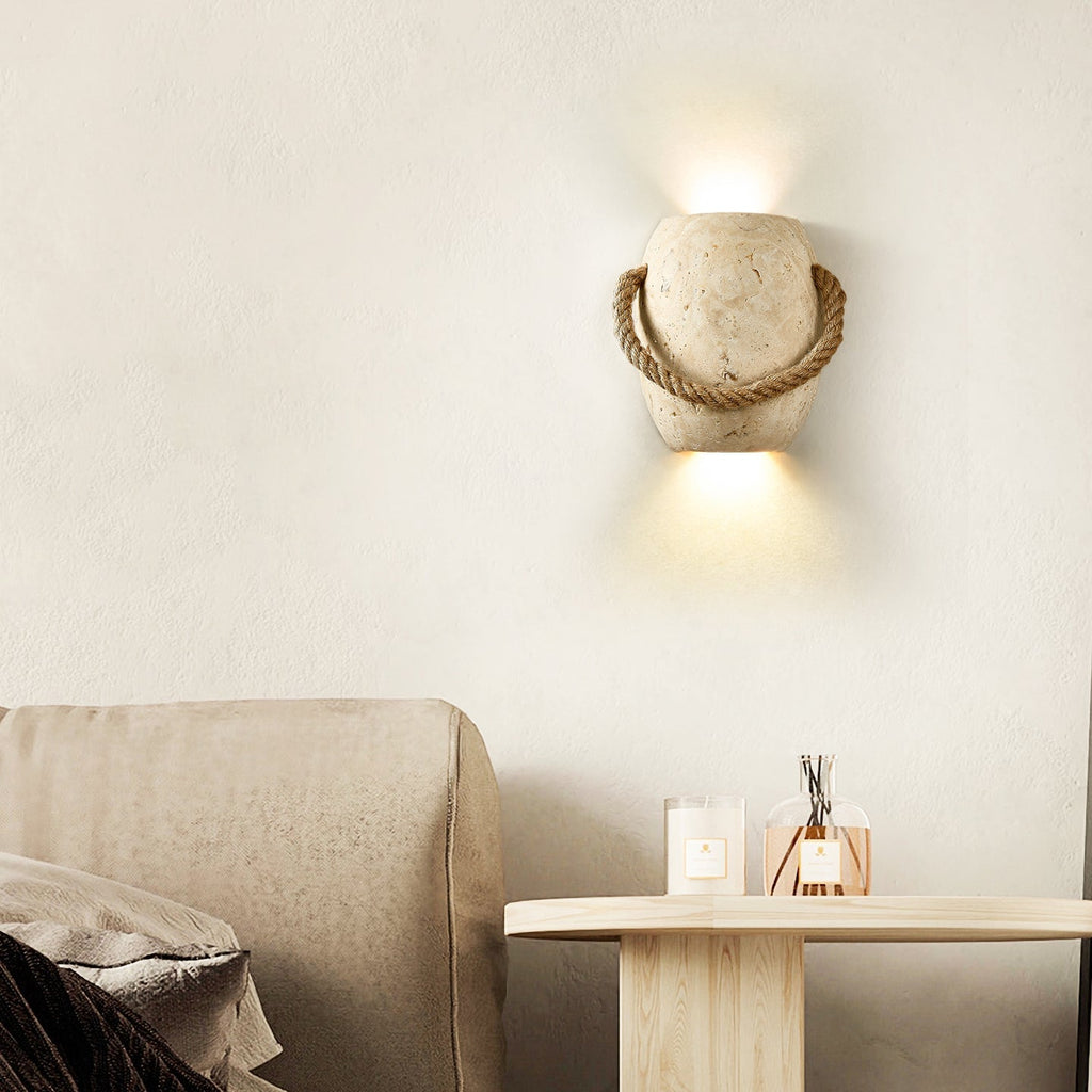 Coastal Rope Stone Wall Light, Hardwired Wall Sconce, detail 5