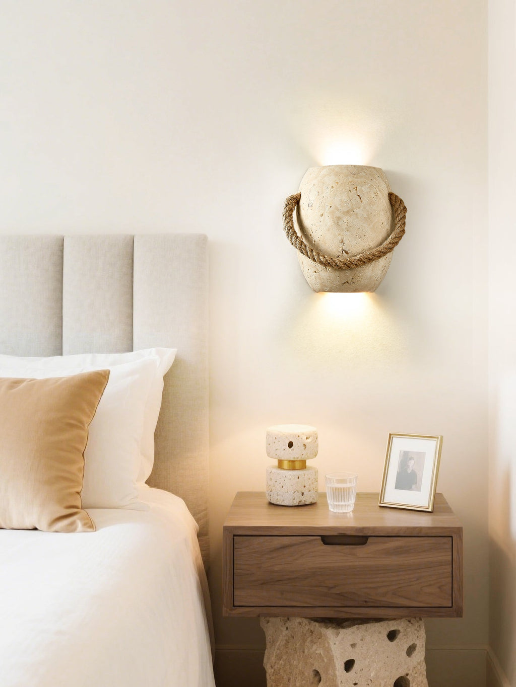 Coastal Rope Stone Wall Light, Hardwired Wall Sconce, detail 14