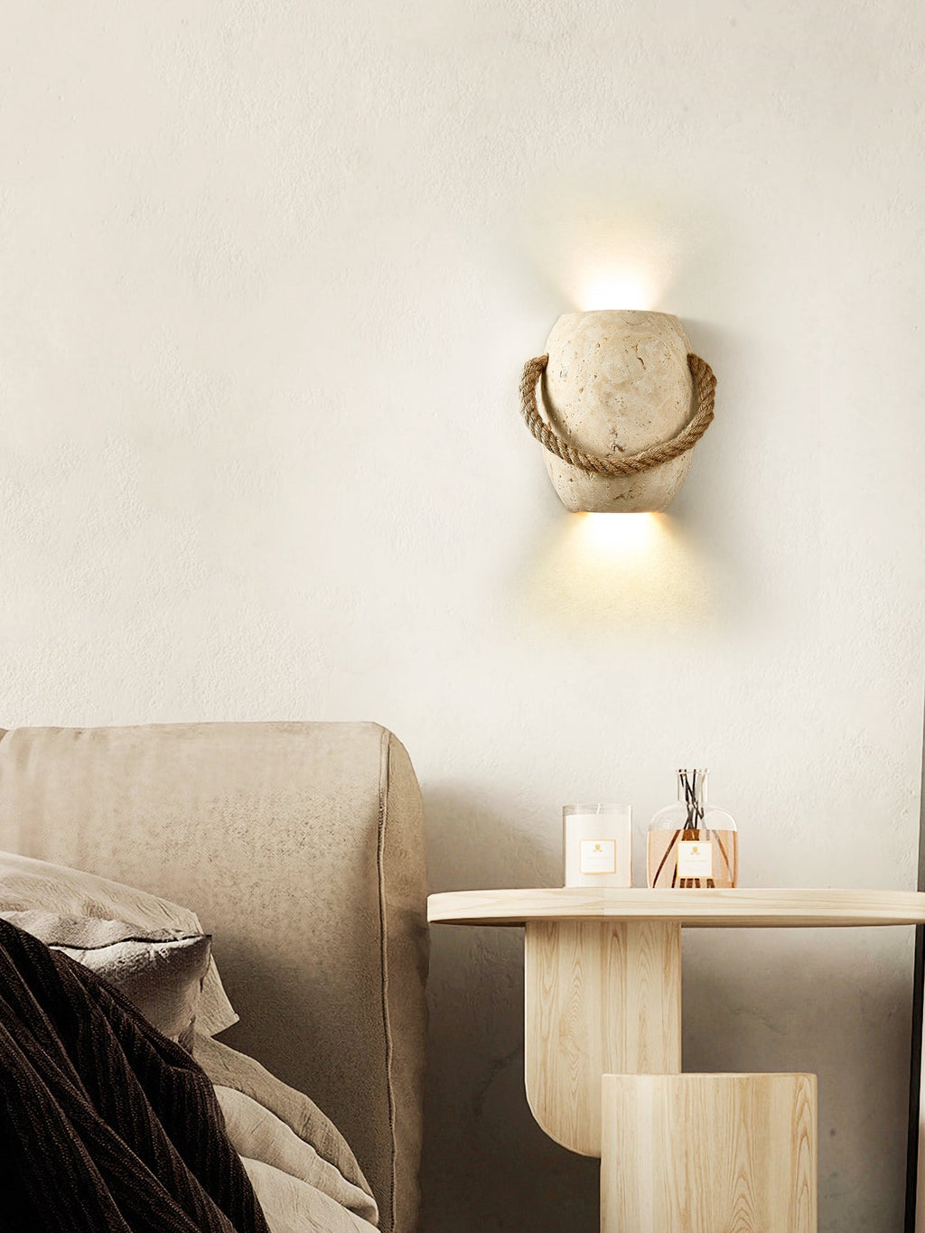 Coastal Rope Stone Wall Light, Hardwired Wall Sconce, detail 15
