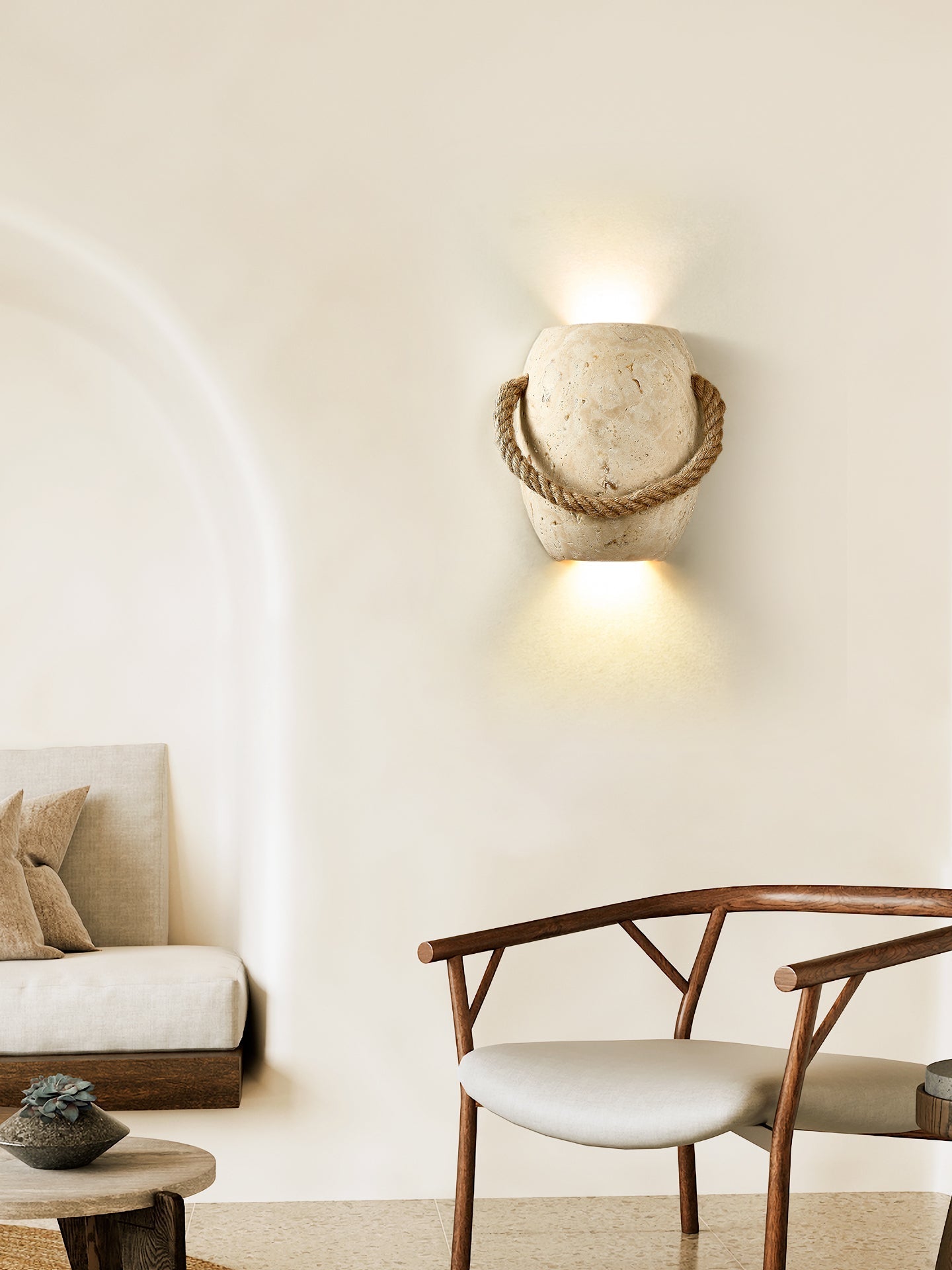 Coastal Rope Stone Wall Light, Hardwired Wall Sconce, detail 16